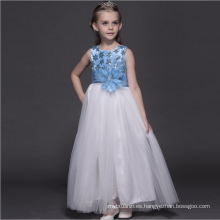 vestidos de cuento de hadas vestido blanco azul claro puro para los niños piso longitud EE. UU. neta suave fiesta de cumpleaños ropa vestidos